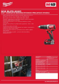 MILWAUKEE M18™ kompaktní bezkomutátorová příklepová vrtačka 4933448447 A4 PDF