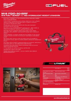 MILWAUKEE M18 FUEL™ SURGE™ ¼″ hex hydraulický rázový utahovák 4933500777 A4 PDF