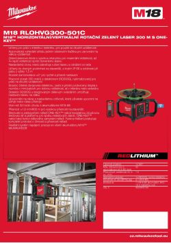 MILWAUKEE M18™ horizontální/vertikální rotační zelený laser 300 m s ONE-KEY™ 4933493195 A4 PDF
