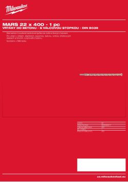 MILWAUKEE Concrete Drills - round shank / DIN 8039 4932352517 A4 PDF