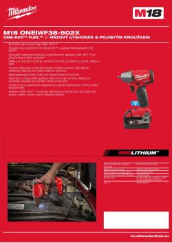 MILWAUKEE ONE-KEY™ FUEL™ ⅜″ rázový utahovák s pojistým kroužkem 4933459400 A4 PDF