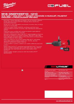 MILWAUKEE M18 FUEL™ ONE-KEY™ 1″ rázový utahovák D-rukojeť, pojistný kroužek a prodloužené vřeteno 4933471757 A4 PDF