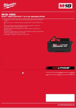 MILWAUKEE M18™ HIGH OUTPUT™ 5.0 Ah akumulátor 4932499042 A4 PDF