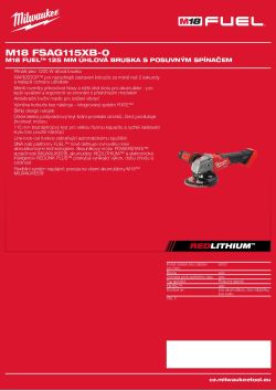 MILWAUKEE M18 FUEL™ 125 mm úhlová bruska s posuvným spínačem 4933478775 A4 PDF