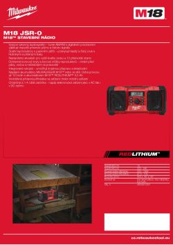 MILWAUKEE M18™ Stavební rádio 4933451250 A4 PDF