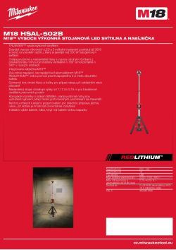 MILWAUKEE M18™ vysoce výkonná stojanová LED svítilna a nabíječka 4933451897 A4 PDF