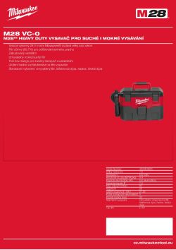 MILWAUKEE M28™ Heavy Duty vysavač pro suché i mokré vysávání 4933404620 A4 PDF