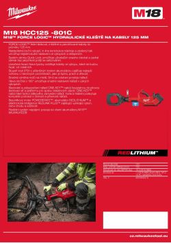 MILWAUKEE M18™ FORCE LOGIC™ hydraulické kleště na kabely 125 mm 4933492420 A4 PDF