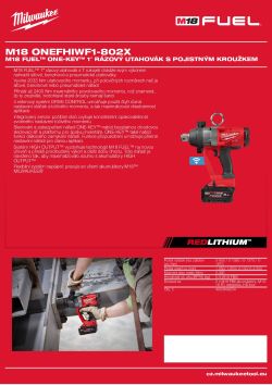MILWAUKEE M18 FUEL™ ONE-KEY™ 1″ rázový utahovák s pojistným kroužkem 4933499255 A4 PDF