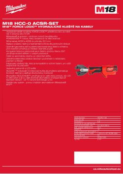 MILWAUKEE M18™ FORCE LOGIC™ Hydraulické kleště na kabely 4933451198 A4 PDF