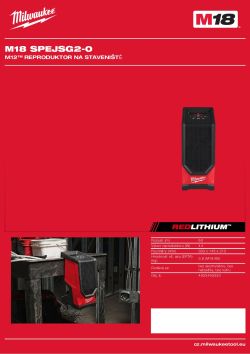 MILWAUKEE M18™ reproduktor Bluetooth® 4933493530 A4 PDF