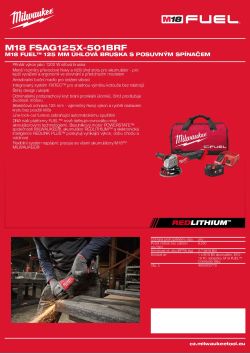 MILWAUKEE M18 FUEL™ 125 mm úhlová bruska s posuvným spínačem 4933500779 A4 PDF