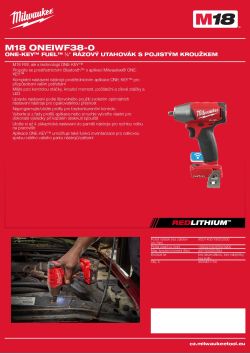 MILWAUKEE ONE-KEY™ FUEL™ ⅜″ rázový utahovák s pojistým kroužkem 4933451154 A4 PDF