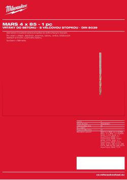 MILWAUKEE Concrete Drills - round shank / DIN 8039 4932363631 A4 PDF