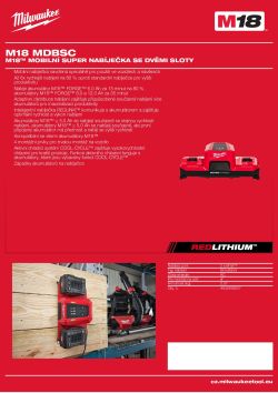 MILWAUKEE M18™ mobilní super nabíječka se dvěma sloty 4932498558 A4 PDF