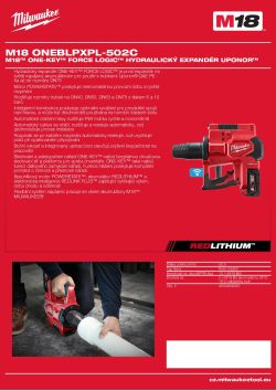 MILWAUKEE M18™ ONE-KEY™ FORCE LOGIC™ hydraulický expandér UPONOR® 4933457610 A4 PDF