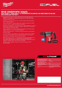 MILWAUKEE M18 FUEL™ ONE-KEY™ 4-režimové kladivo 32 mm SDS-PLUS se sklíčidlem FIXTEC™ 4933478497 A4 PDF