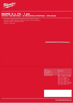 MILWAUKEE Concrete Drills - round shank / DIN 8039 4932363630 A4 PDF