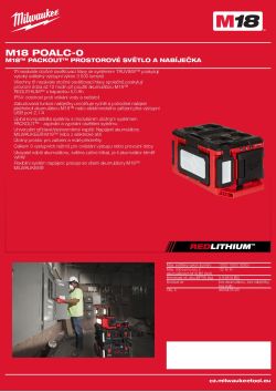 MILWAUKEE M18™ PACKOUT™ Prostorové světlo a nabíječka 4933479583 A4 PDF