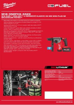 MILWAUKEE M18 FUEL™ ONE-KEY™ 4-režimové kladivo 26 mm SDS-PLUS se sklíčidlem FIXTEC™ 4933478505 A4 PDF