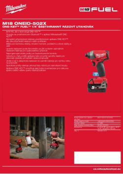 MILWAUKEE ONE-KEY™ FUEL™ 1/4˝ Śestihranný rázový utahovák 4933451371 A4 PDF