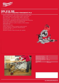 MILWAUKEE 8 ½"216 mm posuvná pokosová pila 4933410920 A4 PDF
