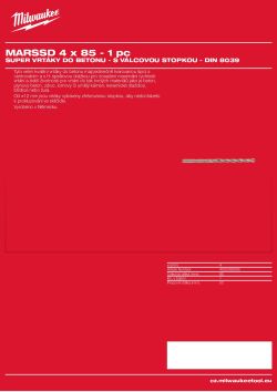 MILWAUKEE Concrete Super Drills - round shank / DIN 8039 4932399395 A4 PDF