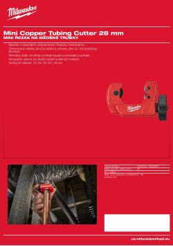 MILWAUKEE Mini řezák na měděné trubky 28 mm 48224251 A4 PDF