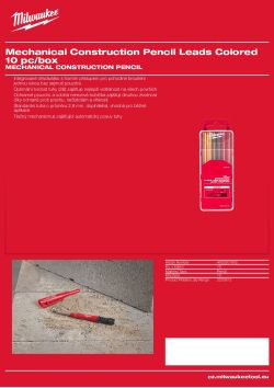 MILWAUKEE Barevné grafitové tuhy do mechanické stavební tužky, 10 ks/balení 4932501902 A4 PDF