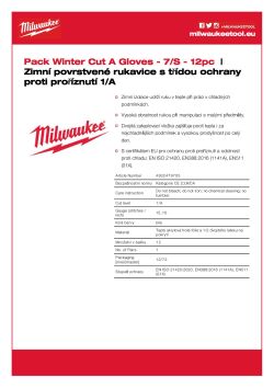 MILWAUKEE Zimní Rukavice CutA - 7/S - 12 párů 4932479705 A4 PDF