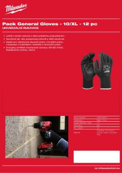 MILWAUKEE Univerzální Rukavice Cut – 10/XL - 12 párů 4932493241 A4 PDF