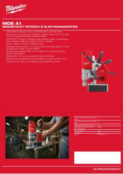 MILWAUKEE Magnetický vrtací stojan s elektromagnetem 4933451016 A4 PDF