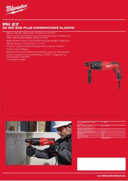 MILWAUKEE 26 mm SDS-plus 3 režimové kombinované kladivo 4933448469 A4 PDF