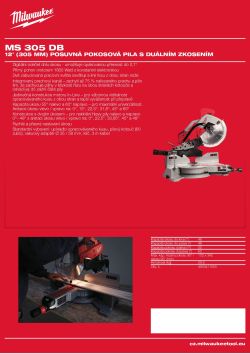 MILWAUKEE 12˝ (305 mm) posuvná pokosová pila s duálním zkosením 4933410205 A4 PDF