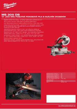MILWAUKEE 12˝ (305 mm) posuvná pokosová pila s duálním zkosením 4933410205 A4 PDF
