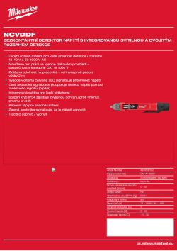 MILWAUKEE Bezkontaktní detektor napětí s integrovanou svítilnou a dvojitým rozsahem detekce 4933500162 A4 PDF