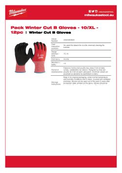 MILWAUKEE Zimní Rukavice CutB - 10/XL - 12 párů 4932480609 A4 PDF