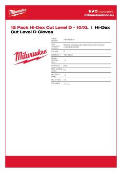 MILWAUKEE Rukavice Cut Hi-Dex Cut Cut D - 10/XL - 12 párů 4932480519 A4 PDF