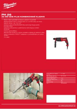 MILWAUKEE 26 mm SDS-plus kombinované kladivo 4933387400 A4 PDF