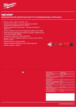 MILWAUKEE Bezkontaktní detektor napětí s integrovanou svítilnou 4933500161 A4 PDF