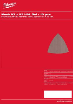 MILWAUKEE Sada síťových brusných listů 93×93 mm, H&L  – 10 ks 4932492296 A4 PDF