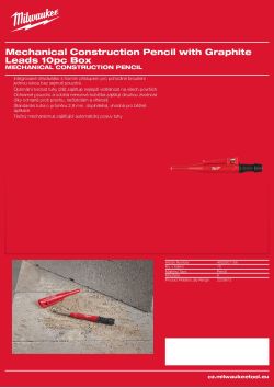 MILWAUKEE Mechanická stavební tužka s grafitovými tuhami, 10 ks/balení 4932501156 A4 PDF