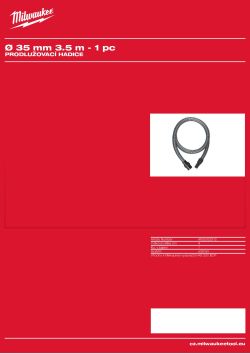 MILWAUKEE Hadice k odsávání prachu s adaptérem, délka 3.5m, průměr 32mm 4932352312 A4 PDF