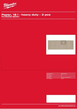 MILWAUKEE Filtrační sáčky Heavy Duty 4932373669 A4 PDF