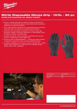 MILWAUKEE Nitrilové jednorázové Rukavice Cut - 10/XL - 50 kusů 4932493236 A4 PDF