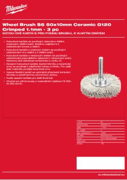 MILWAUKEE Kotoučový kartáč S6 50×10 mm, keramické zrno G120, vlnitý drát 1,1 mm – 3 ks 4932501715 A4 PDF