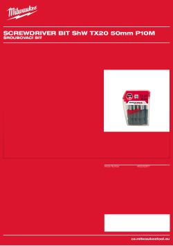 MILWAUKEE Screwdriver Bit Misc 4932352977 A4 PDF