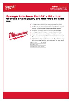 MILWAUKEE Pěnová mezipodložka 67x92 mm 48805402 A4 PDF