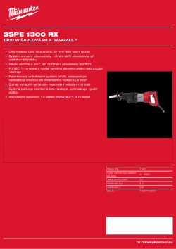 MILWAUKEE 1300W pila SAWZALL™ s otočnou rukojetí 4933440590 A4 PDF