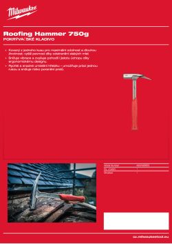 MILWAUKEE Pokrývačské kladivo 750 g 4932493655 A4 PDF